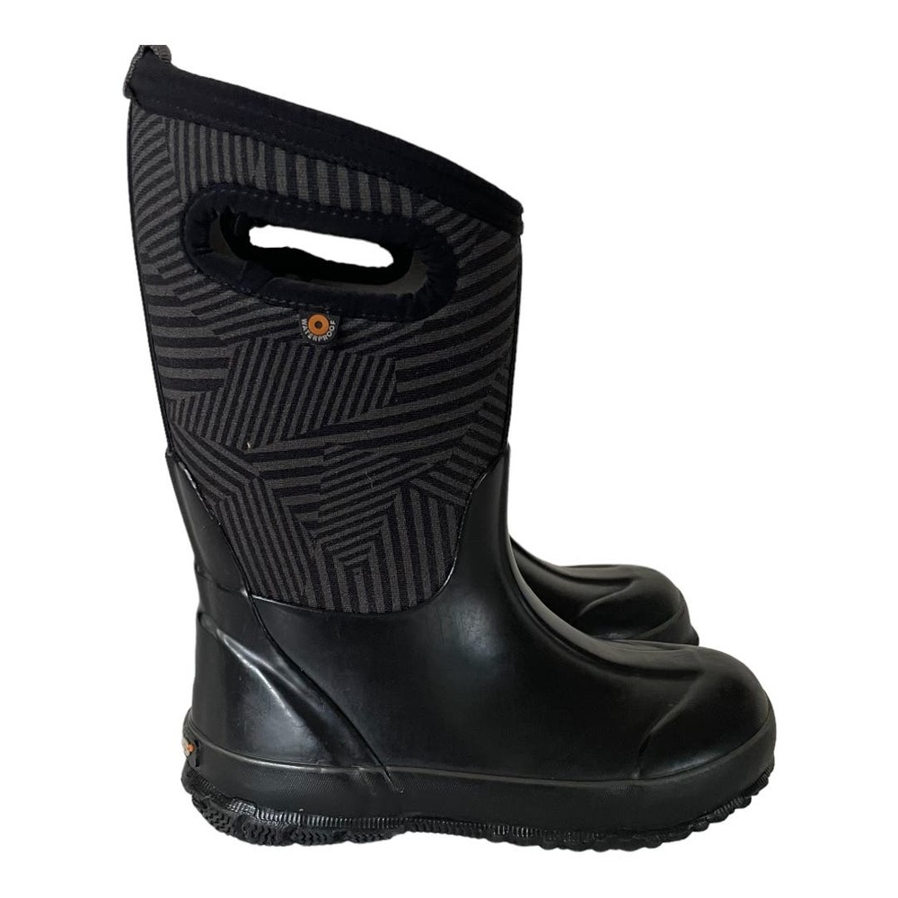 Bogs Black Gray rain boots insulated youth size 1